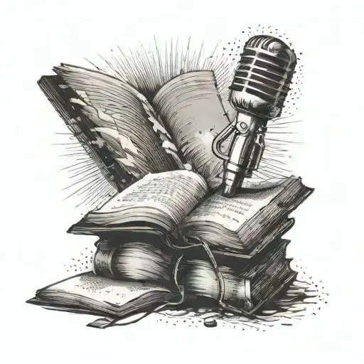 A Stage Spotlight Shining On A Microphone And A Book