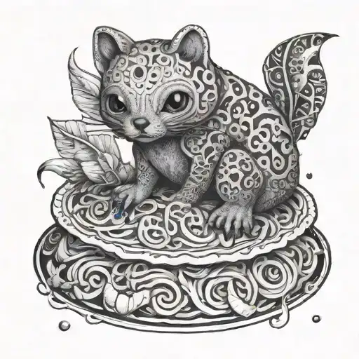 A Mysterious Creature Made Of Rim Tim Tagi Dim Symbols Surrounded By Baby Lasagne Slices