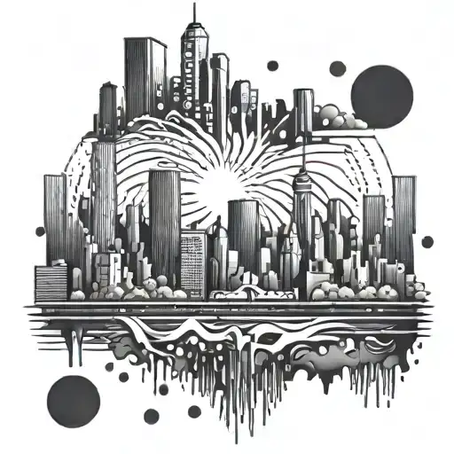 An Abstract Design Incorporating Elements Of Hiphop Culture And The New York Skyline