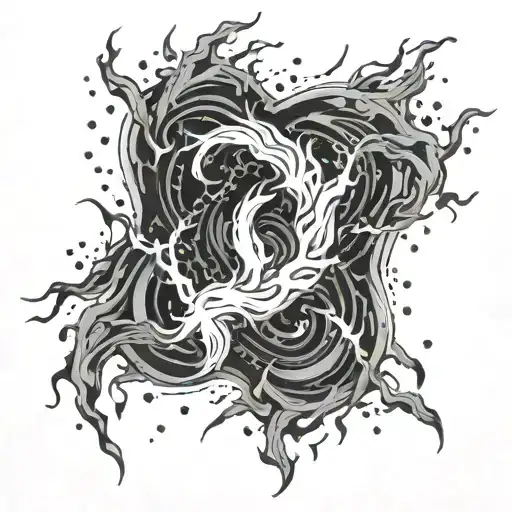 An Abstract Design Of Fire And Lightning Intertwining To Represent Childhood Experiences And Magic