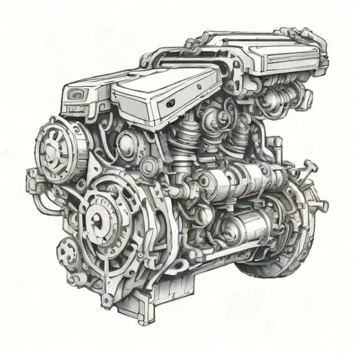 Combine Elements Of Legal Symbols With Intricate Car Engine Details