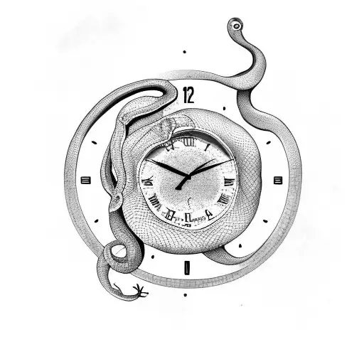 Snake With Clock Little Tatto