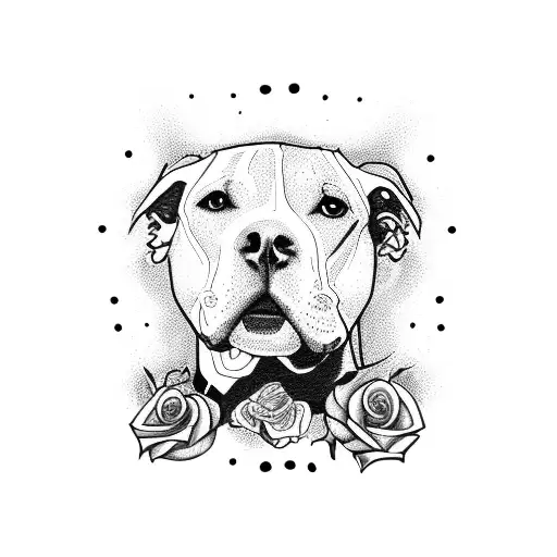 Pitbull With Roses