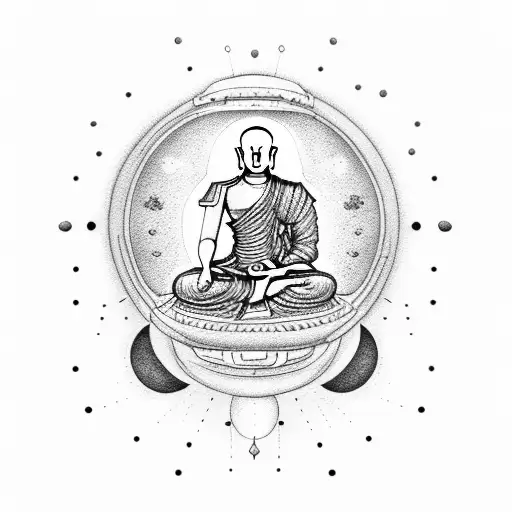 A Buddist Astronaut Meditating On The Moon