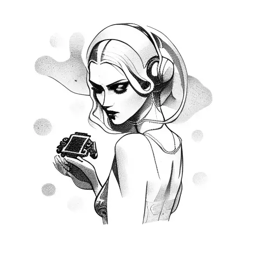 A Seductive Silhouette Of A Woman Holding A Gaming Console