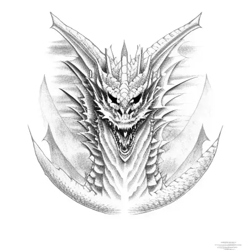 Full Dragon Sleeve Flying Over A Castle