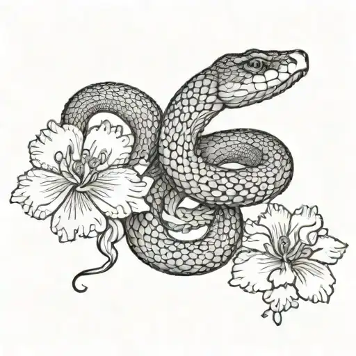 Snake And Carnation Flowers