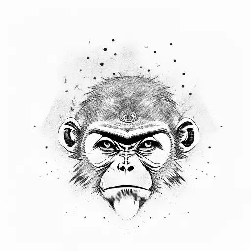 Monkey Head With Blue Lightning Coming Out Eyes