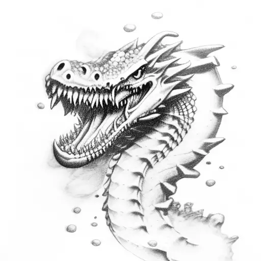 A Wyvern In Profile Breathing Fire And Flying