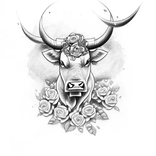 Bull With Roses