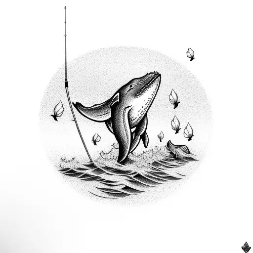 Stick Man Fishing For A Whale