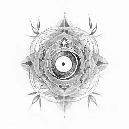 A Mysterious Tattoo With Taurus Stars And A Dreamcatcher Ying Yang