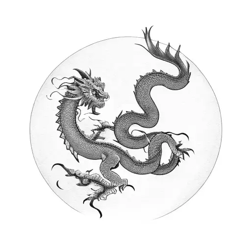 Japanese Dragon With Bonzai Tree