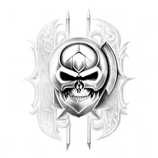 Manowar Logo With Skull And Sword And Guitar