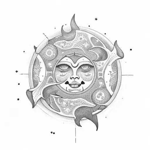 Sun And Moon With Trishool