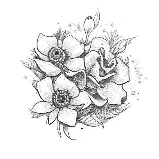 Cross With Flowers And A Mini Car