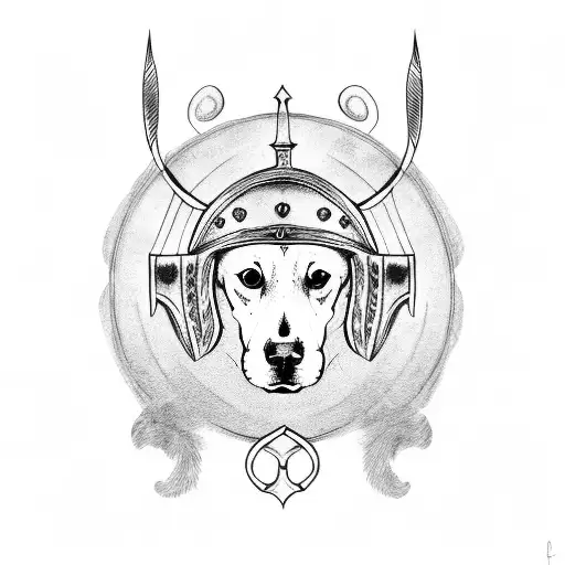 A Dog Wearing A Viking Helmet