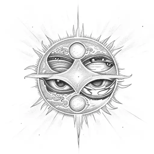 Sun And Moon But They Are Separate And They Are Instead Of Eyeballs