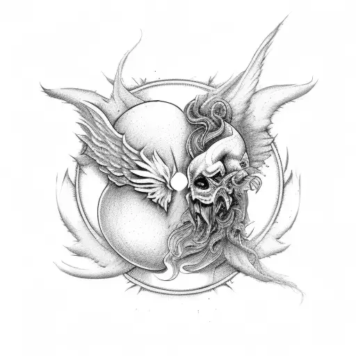 Angel Versus Demon With Ying Yang