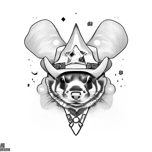 Cowboy Sheriff Riding A Ferret Instead Of A Horse