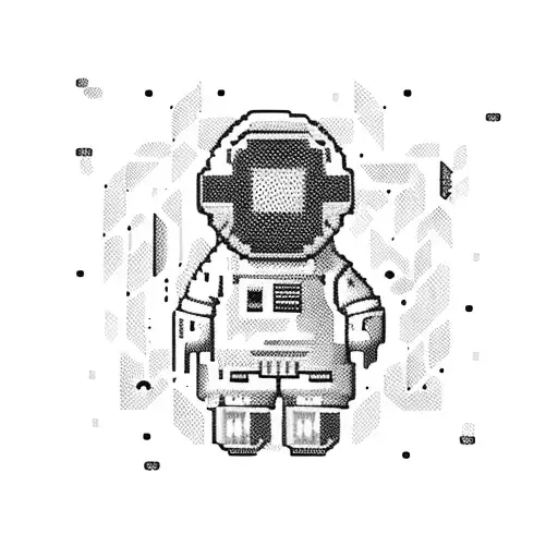 A Pixelated Astronaut Exploring A Virtual Reality World
