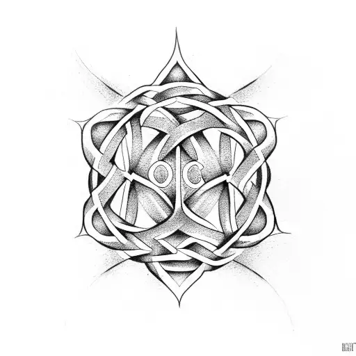 An Intricate Celtic Knot Design Incorporating The Words 'Never Give Up'
