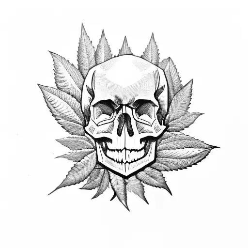 Skull With Weed Leafs