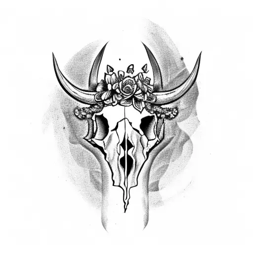 Bull Skull With Flower Crown