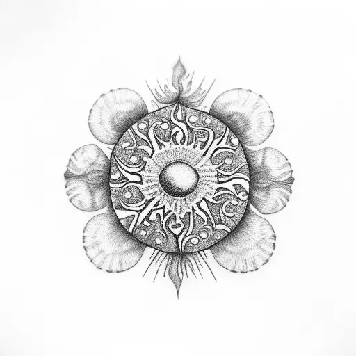 Mushroom Sun And 4 Leaf Clover