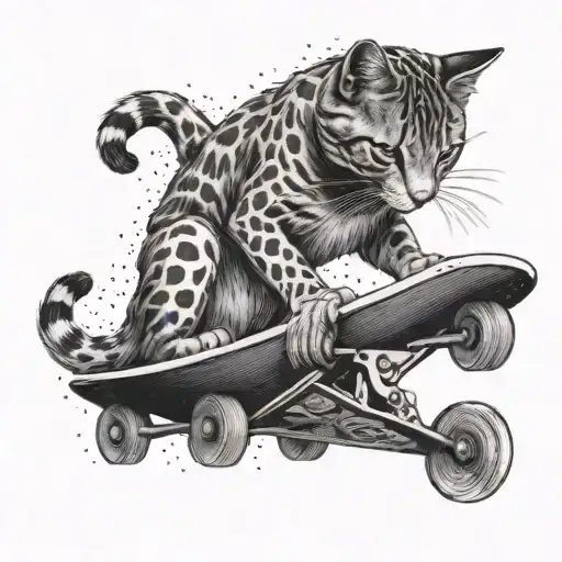 Cat Doing An Olie On A Skateboard