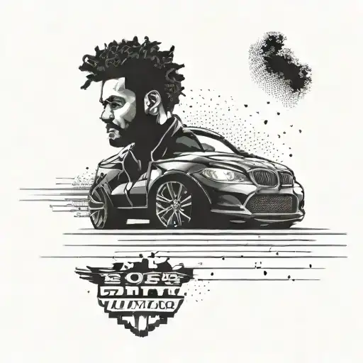 Create A Racing-inspired Tattoo Featuring The Weeknd's Silhouette In A Bmw Car
