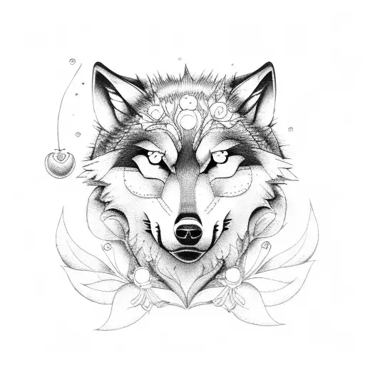 Wolf With Cherry Blossom