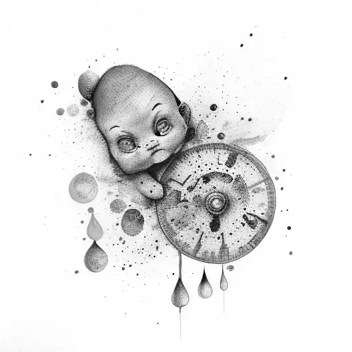 Handwritten Reborn With Colorful Watercolor Drops In The Background