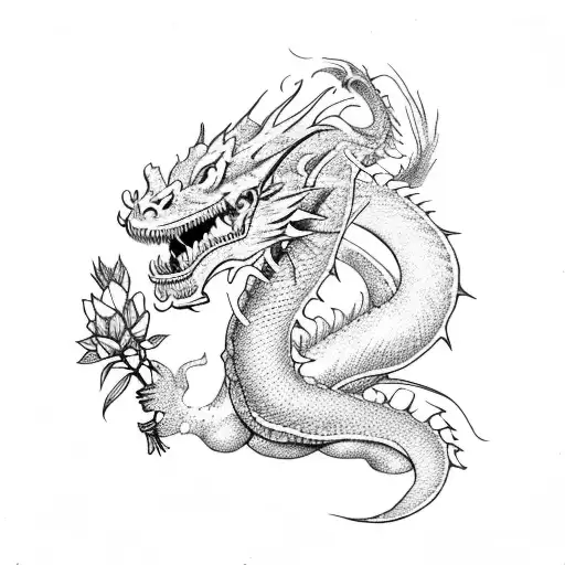 Dragon With Flowers