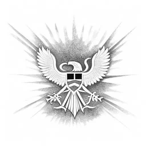 Outline Of Albanian Flag Eagle Filled With A Minimalist Albanian Beach Scene