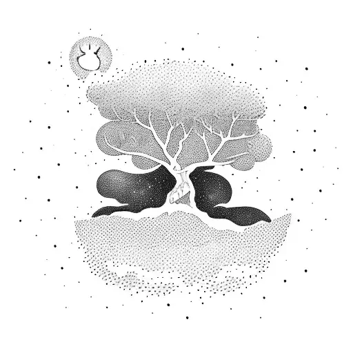 Man In Space Looking At A Huge Tree With Nothing In Between