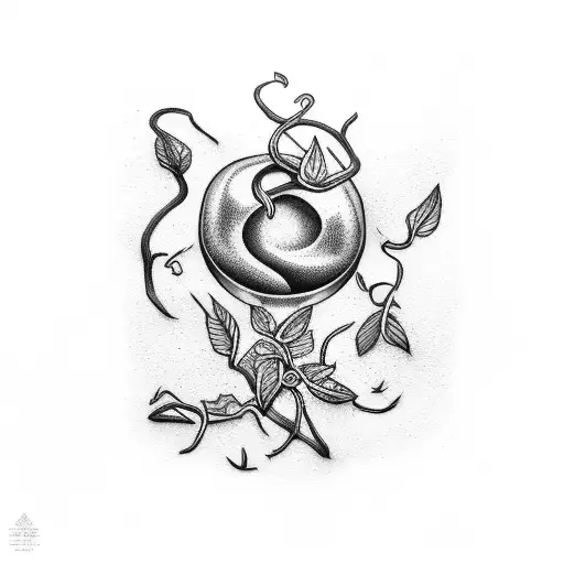 A Chef's Knife Intertwined With A Coffee Bean Vine