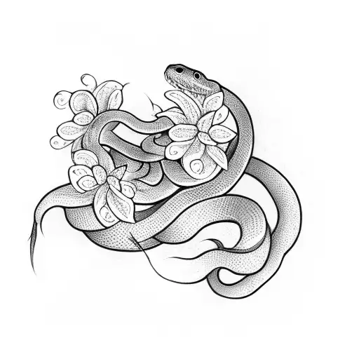Snake With Flowers