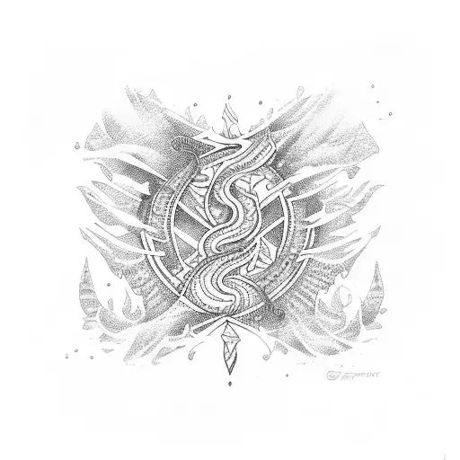 An Outrigger Canoe Gracefully Gliding Through A Vibrant Tribal Patterned Ocean