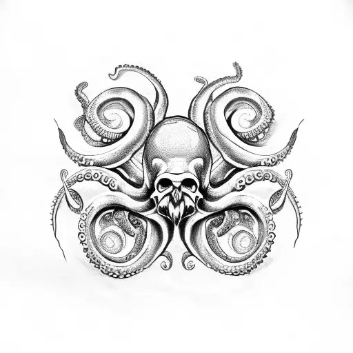 Octopus Tentacles Skulls Knife Roses