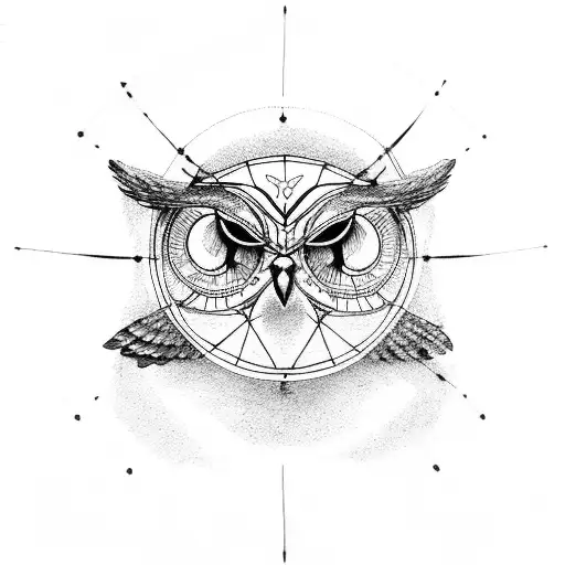 Vitruvian Man With Owl Face