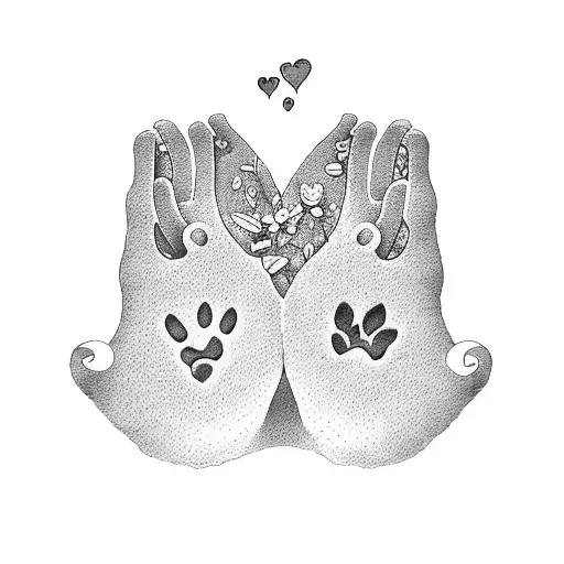 3 Cat Paws Forming A Heart