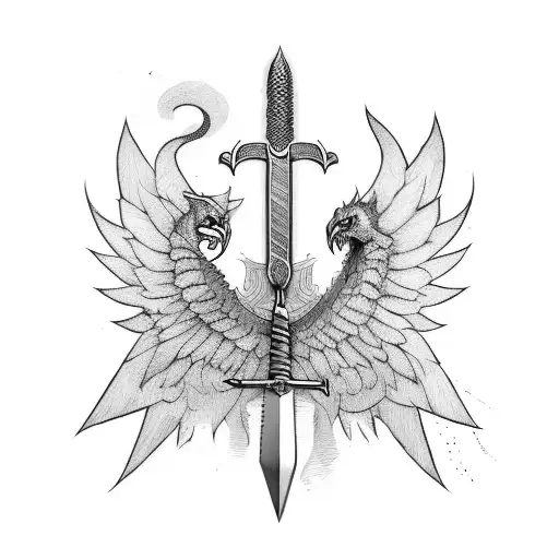 Upside Down Sword With Wings And Traditional Sikh Inspiration