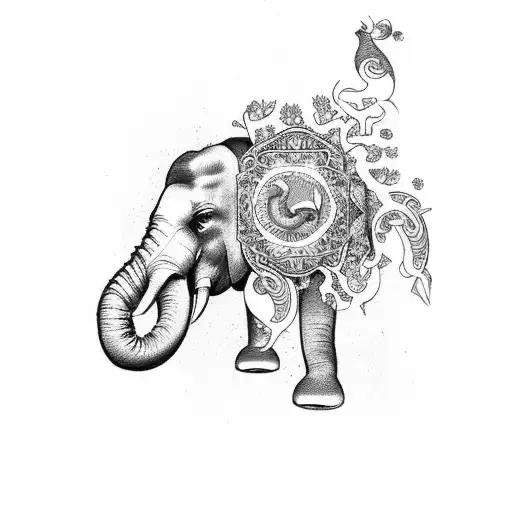 Armband Tatoo With Forest Elephant And