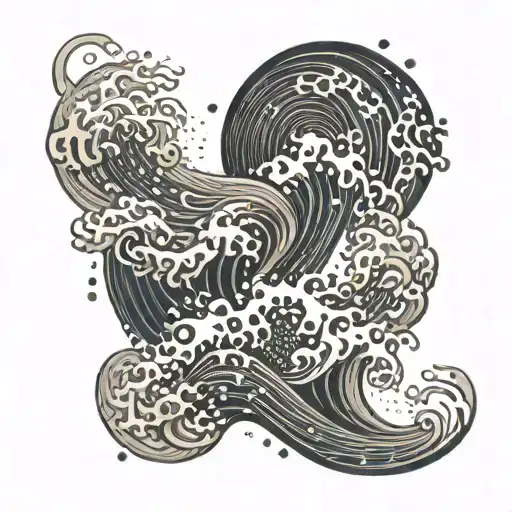 A Swirling Wave Design Incorporating Elements Of Japanese Water Calligraphy