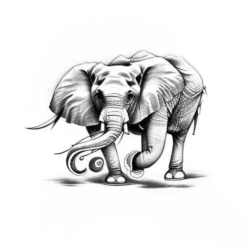 Armband Tatoo Of Rain Forest An Elephant Walking