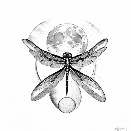 Dragonfly And Moon