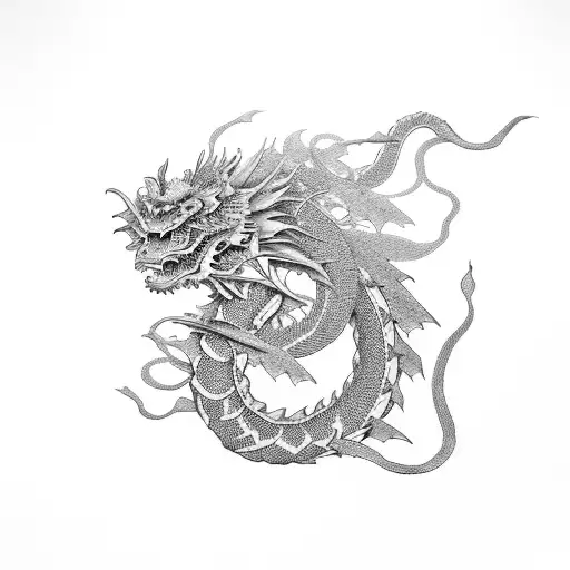 Japanese Dragon With Peonies