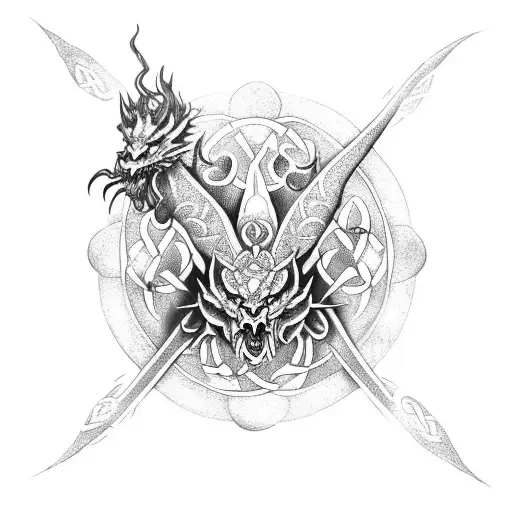 Celtic Hydra Dragon With 3 Heads