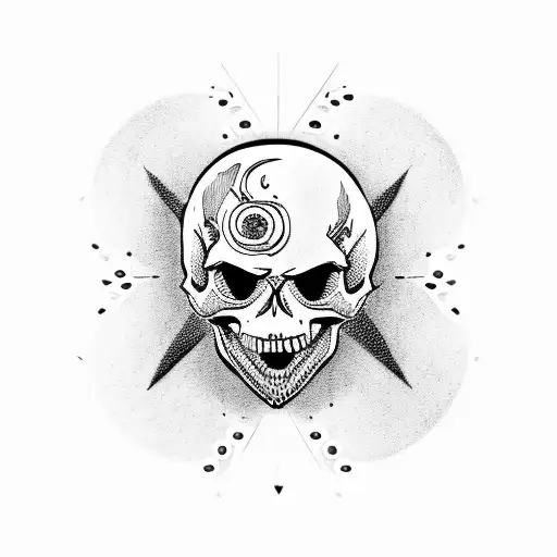 Skull With Battery Between Its Teeth